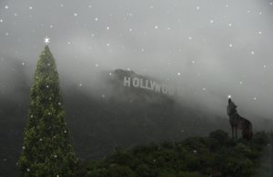 Christmas at the Hollywood sign